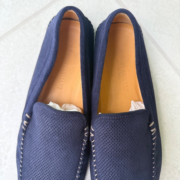 ✨ Giorgio Armani Men’s Navy Suede Driving Loafers – Size 9.5 – Made in Italy ✨ - Picture 2 of 10